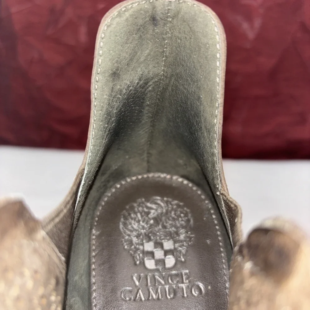 Vince Camuto Celena Brown Leather Ankle Booties Laser Cut Women's 9M EUC